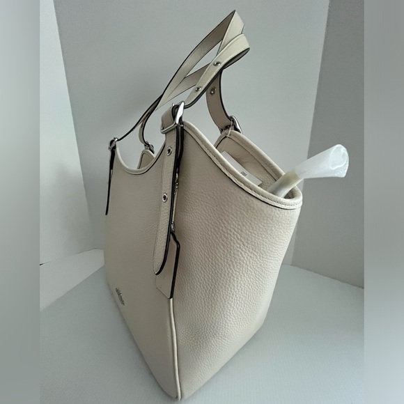 Coach Meadow Pebbled Leather Shoulder Bag Purse in SV/Chalk - Picture 7 of 16